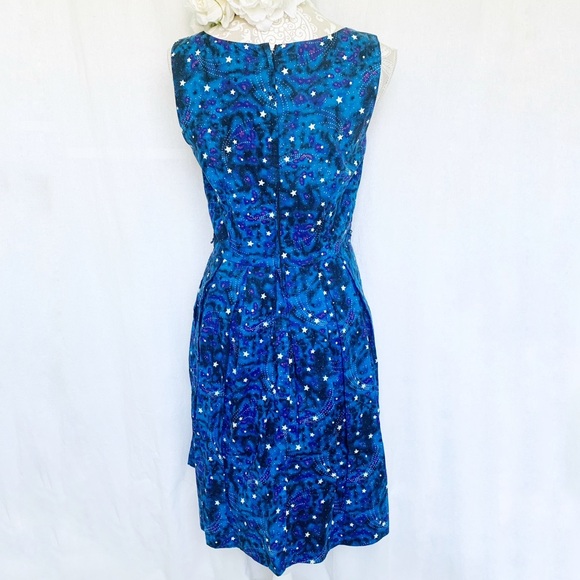 Bea & Dot by ModCloth // Blue Starry night vintage inspire sheath dress sz M dr1 - Picture 4 of 8